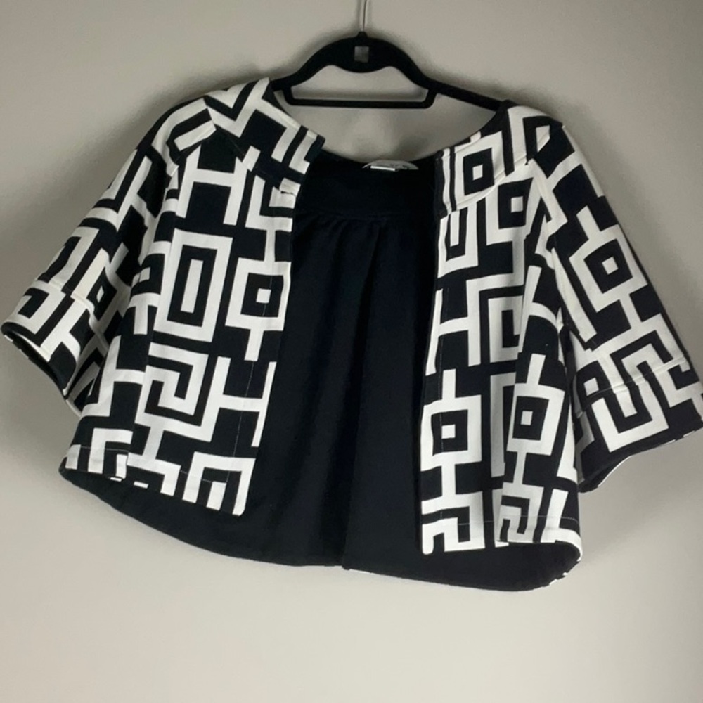 WDNY Black And White Geometric Cardigan Jacket